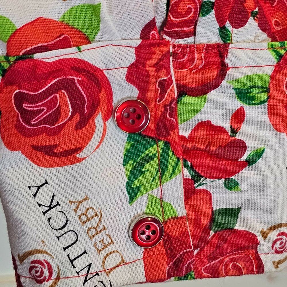 Kentucky Derby Rose Print Western Shirt Ella Johnsen Sheer Yoke Blouse Race Day - Picture 5 of 11